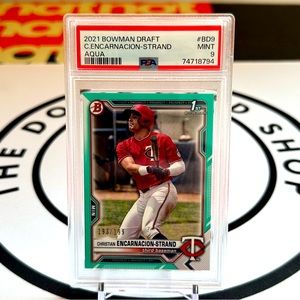 2021 BOWMAN DRAFT CHRISTIAN ENCARNACION-STRAND AQUA /199 PSA 9 MINT MLB REDS RC